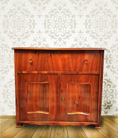 Restored antique Biedermeier drum chest of drawers sideboard