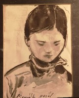 Vietnam girl drawing ink