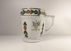Antik virágos porcelán MZ Altrohlau talpas bögre 13