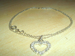 Minimalistic full zirconia crystal heart white gold gold filled necklace