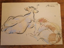Margit Móricz (1902 - 1990) - resting bull and cow