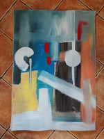 70x100 cm, festmény, absztrakt, karton, olaj