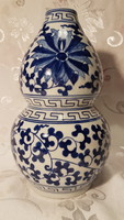 Reminiscent of ... Blue floral painted ceramic vase, made in thailand
