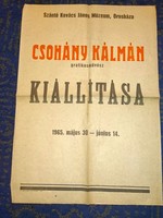 Csohány Kálmán grafikusművész kiállításának hirdetőplakátja, Orosháza, 1965
