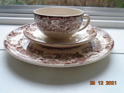 Antik fajansz reggeliző készlet Keleti Pagoda és gazdag virág mintával Laveno Ceramic
