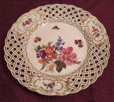 Antik Herendi porcelán - aranyszélű szélén áttört süteményes tányér - 16 cm. (13)