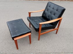 Scandinavian teak retro armchair and ottoman by bröderna andersson