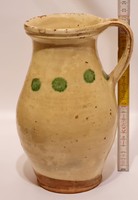Folk, green polka dot, white glazed ceramic milky bastard (2041)