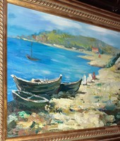 Landscape with Boats and Wide Frame 51x41