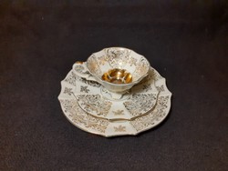 Páratlan szépségű Bavaria Alka, arannyal festett porcelán reggeliző, barokk mintával, 1 Ft-ról