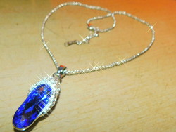 Swarovski london blue luster crystal white gold gold filled necklace 18kgp