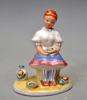 Retro ceramic craftsman making milfs with plate and jug. Indicated