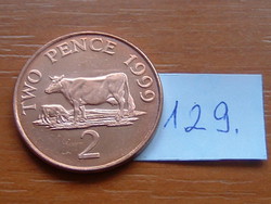 Guernsey 2 pence 1999 copper plated steel, cows 129.