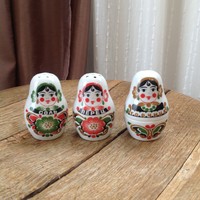 Régi Orosz porcelán Matrjoska baba só és bors, fűszer tartó