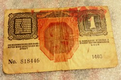 Osztrák-magyar bankjegy 1 korona 1916, bélyegzés nélküli papírpénz