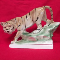 Régi Német,Germany Sitzendorf Porcelán Tigris Figura.