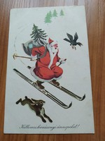 Retro karácsonyi képeslap, rajz:Gönczi Tibor