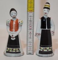 Hollóházi matyó lad and girl porcelain figurine 2 pcs (2044)