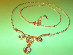 Cubic zirconia crystal coli gilded Tibetan silver vintage necklace
