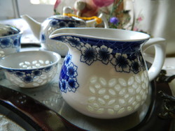 Kung Fu exkluzív kínai finom porcelán teás készlet, kék fehér 6 db-os
