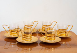 Copper and glass coffee set - in its original box - heat-resistant glass with metal pads