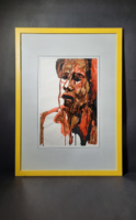 SOMLAI VILMA: Férfi portré (olajfestmény 73x53) arckép, kortárs festőnő, Kádár György tanítványa