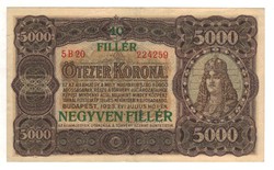 5000 korona / 40 fillér 1923 nyomdahely nélkül 4.