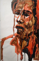 SOMLAI VILMA: Férfi portré (olajfestmény 73x53) arckép, kortárs festőnő, Kádár György tanítványa