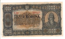 1000 korona 1923 Pénzjegynyomda