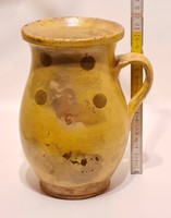 Folk, brown polka dot, yellow glazed ceramic milky bastard (2055)