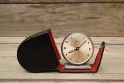 Vintage bucket table clock / mid-century German alarm clock / mechanical / retro / old