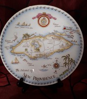 Bahama-szigeteki angol porcelán tányér, dísztányér (M1790)