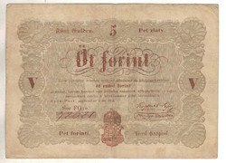 5 öt forint 1848 barna betűs 3.