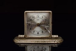 Vintage mom fireplace clock / mid-century Hungarian alarm clock / mechanical / retro / old