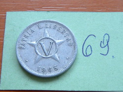 KUBA 5 CENTAVOS 1968 ALU. Leningrád Mint  69.