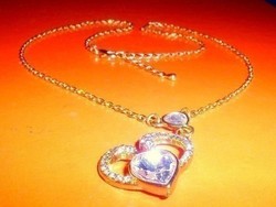 Heart in the heart zirconia stone vintage necklace