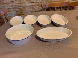 Zsolnay kocsonyás kék csíkos tányérok 6 db. egyben