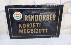 Magyar címeres  ritka üveg 40*60 cm-es  Rendőrség Körzeti Megbízott tábla üvegre festve