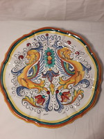 Deruta raffaellesco marked dragon patterned ceramic wall bowl wall ornament offering
