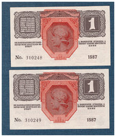 1 Korona 1916 deutschösterreich stamp aunc 2 serial number trackers