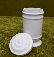 Antik porcelán patikai tégely 7.5 x 13 cm
