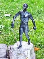 Art deco swordsman statue