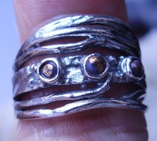 925 ezüst gyűrű, 16,5/51,8 mm, izraeli stílus, törkizzel