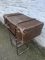 Wooden ribbed vintage suitcase (large)