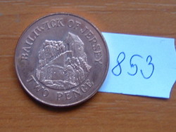 Jersey 2 pence 2002 l'hermitage copper plated steel # 853