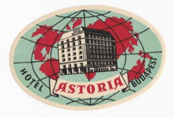 Hotel Astoria Budapest - az 1960-as évekből származó bőrönd címke