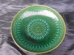 Airborne ceramic manufactory, green glazed bowl, filter bowl. Marked, flawless.
