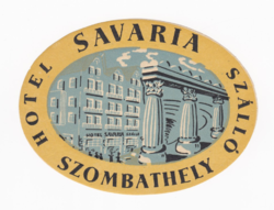 Hotel Savaria Szálló Szombathely - az 1960-as évekből származó bőrönd címke