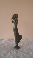 Ritka női szecessziós bronz kisplasztika, szobor