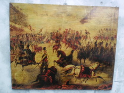 A large-scale print entitled The Battle of Pákozd, laminated on canvas. Stretched on a blind frame without a frame.